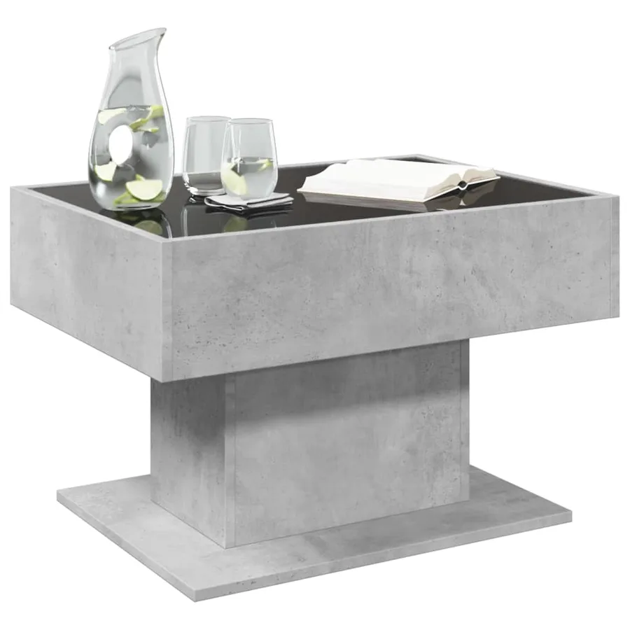 Table basse avec LED gris béton 70x50x45 cm bois d'ingénierie - 5