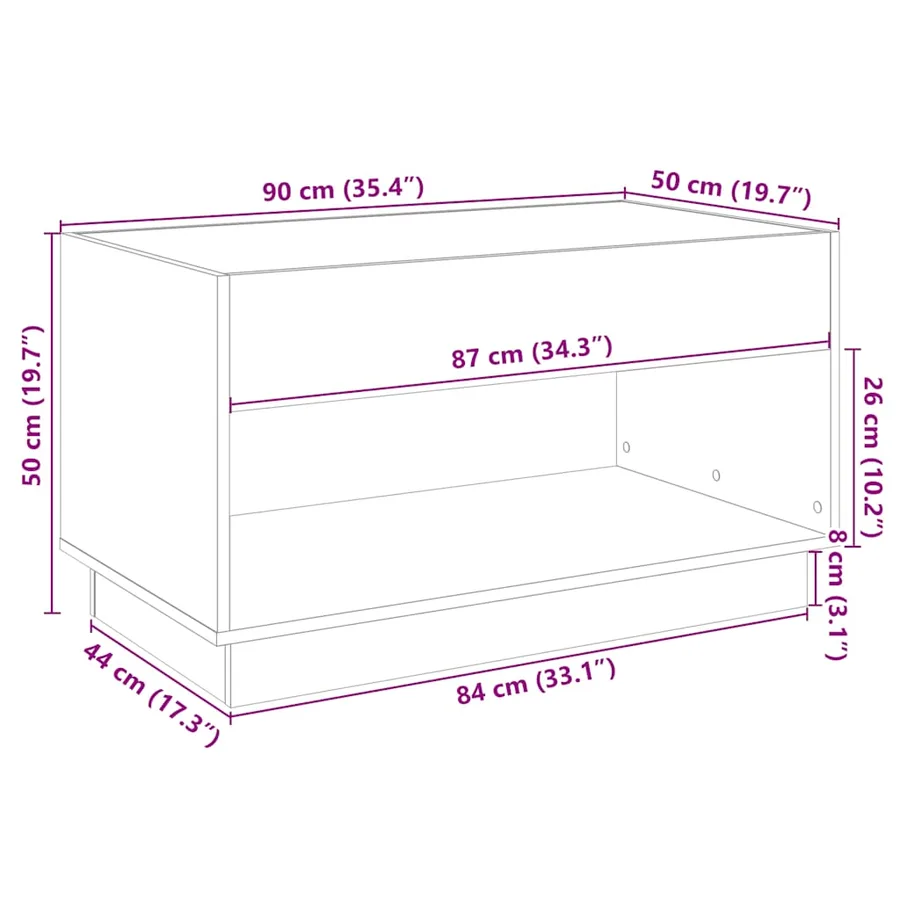 Table basse avec LED infini blanc 90x50x50 cm - 13