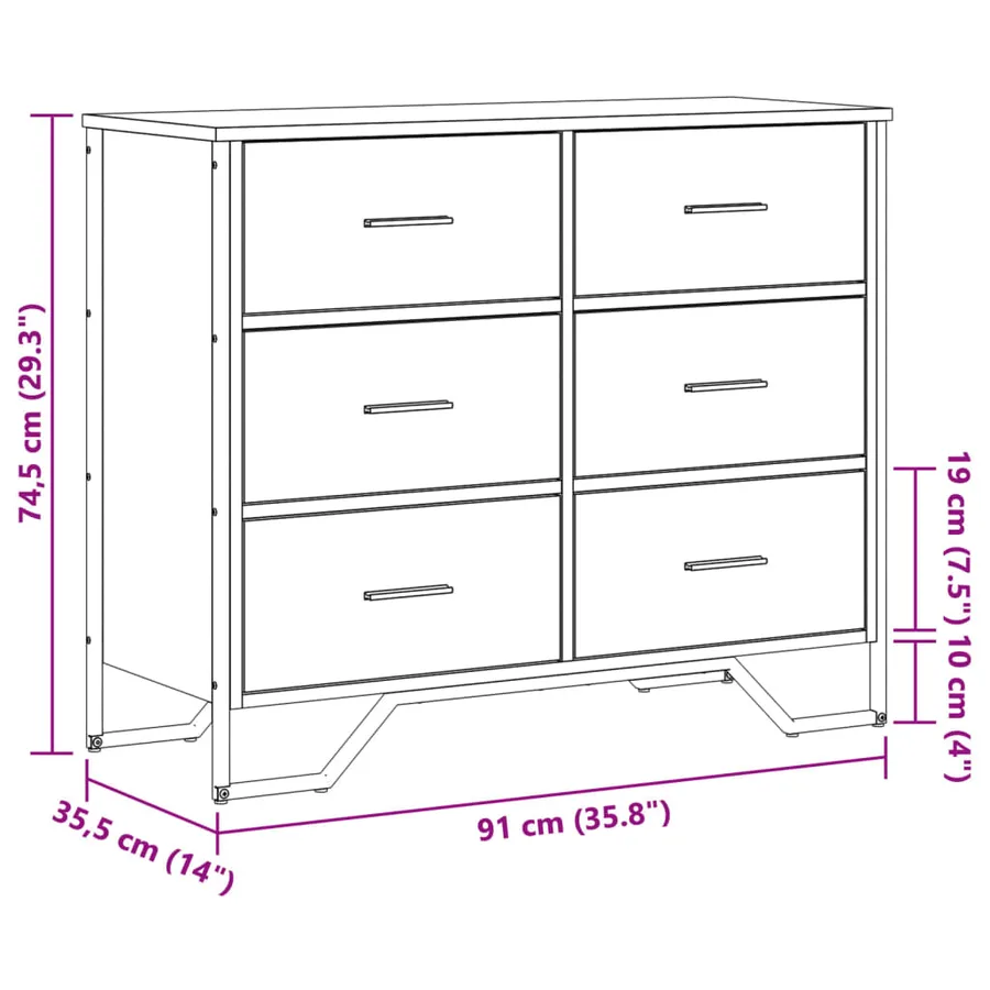 Commode noir 91x35,5x74,5 cm bois d'ingénierie - 10