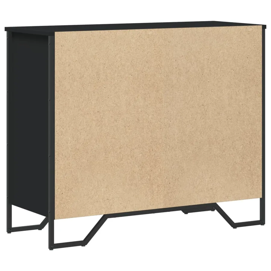 Commode noir 91x35,5x74,5 cm bois d'ingénierie - 6