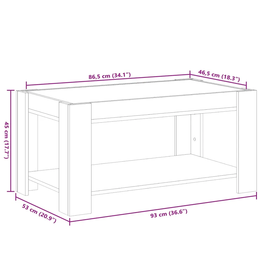 Table basse avec LED gris béton 93x53x45 cm bois d'ingénierie - 13