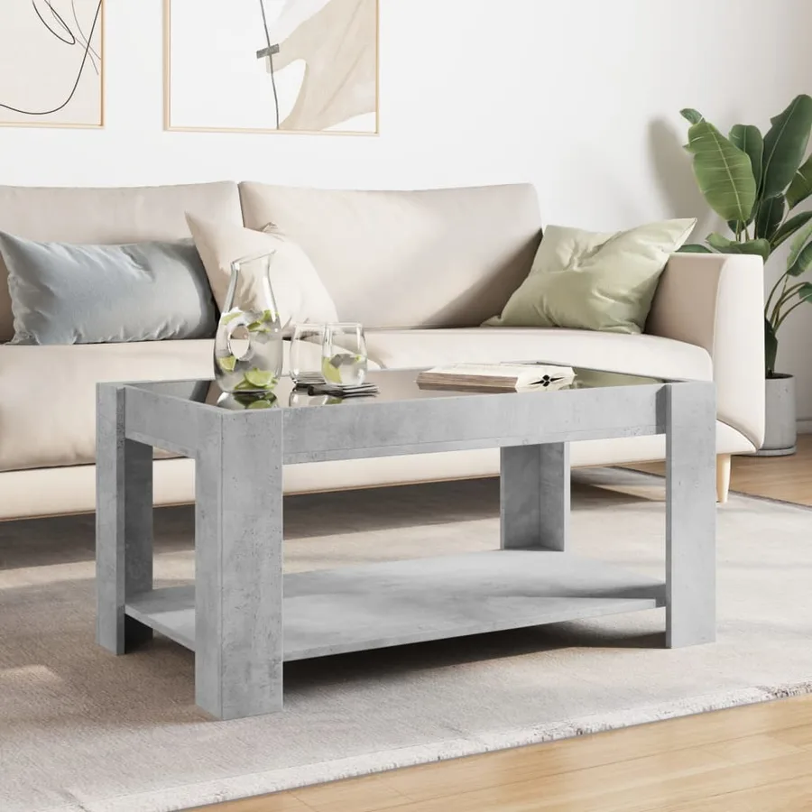 Table basse avec LED gris béton 93x53x45 cm bois d'ingénierie - 4