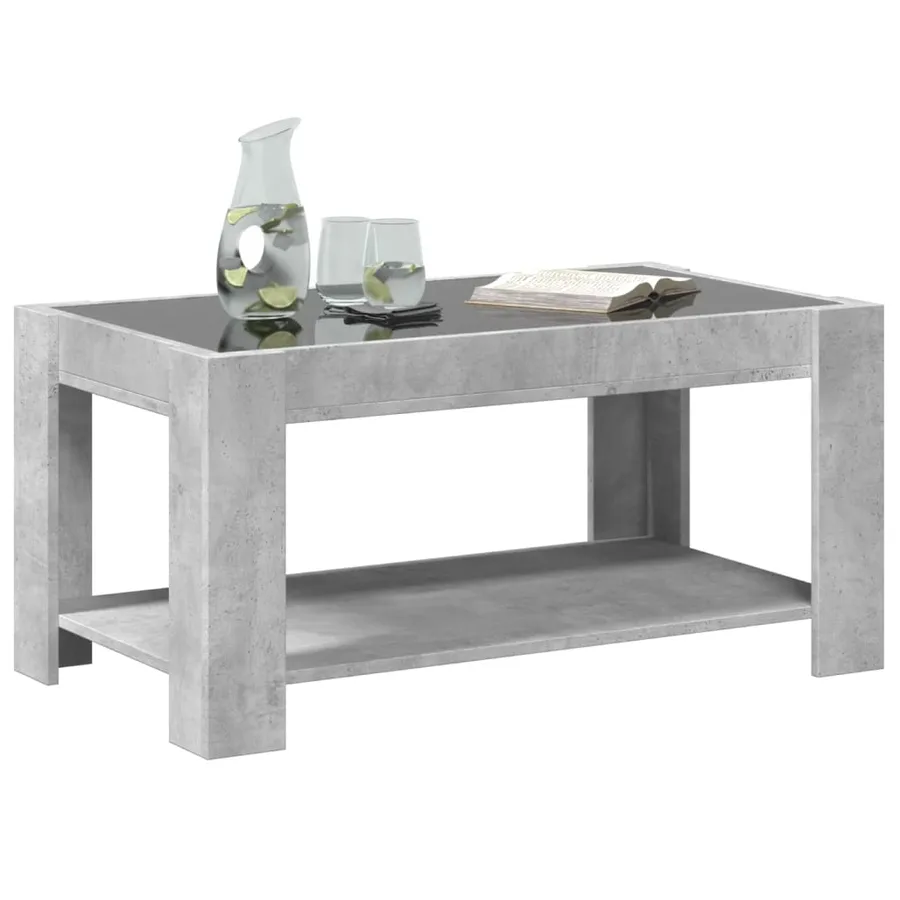 Table basse avec LED gris béton 93x53x45 cm bois d'ingénierie - 5