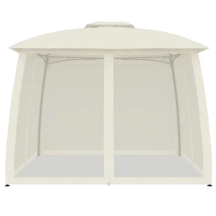 Tonnelle avec double toit et parois en filet crème acier - 3