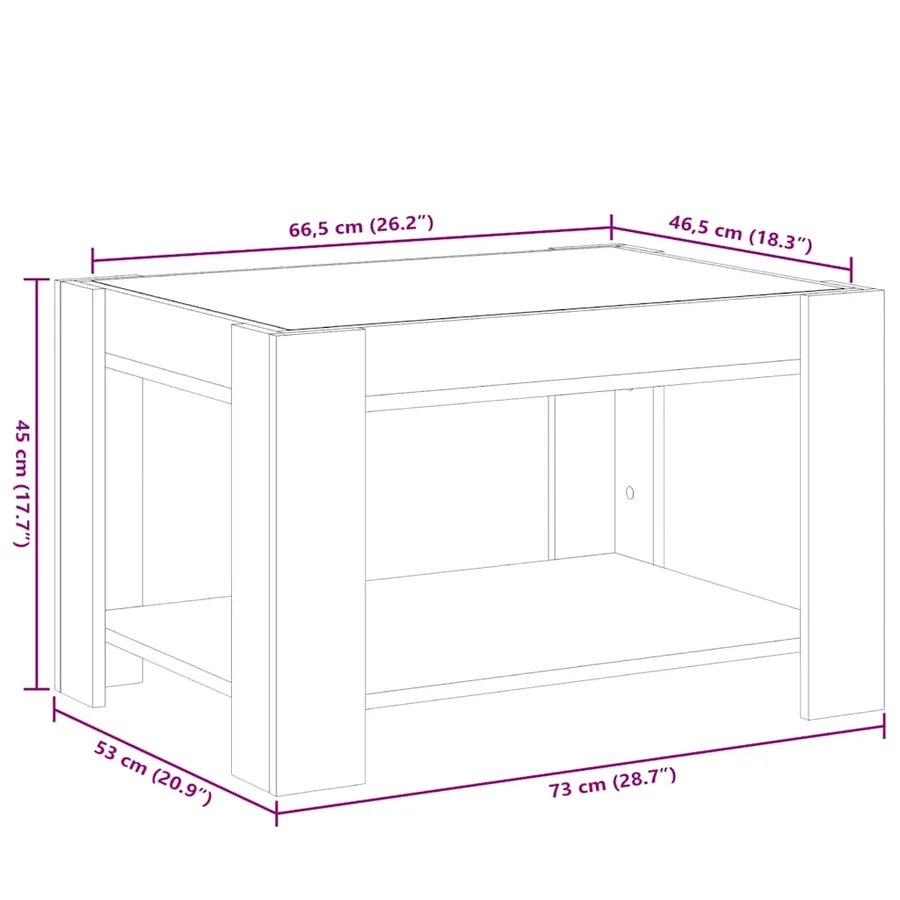 Table basse avec LED gris béton 73x53x45 cm bois d'ingénierie - 13