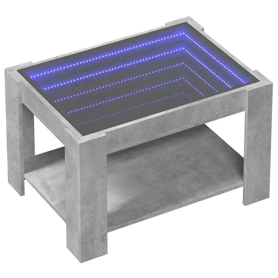 Table basse avec LED gris béton 73x53x45 cm bois d'ingénierie - 3