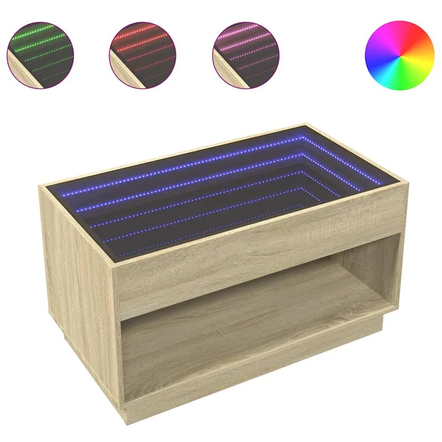 Table basse avec LED infini chêne sonoma 90x50x50 cm - 2