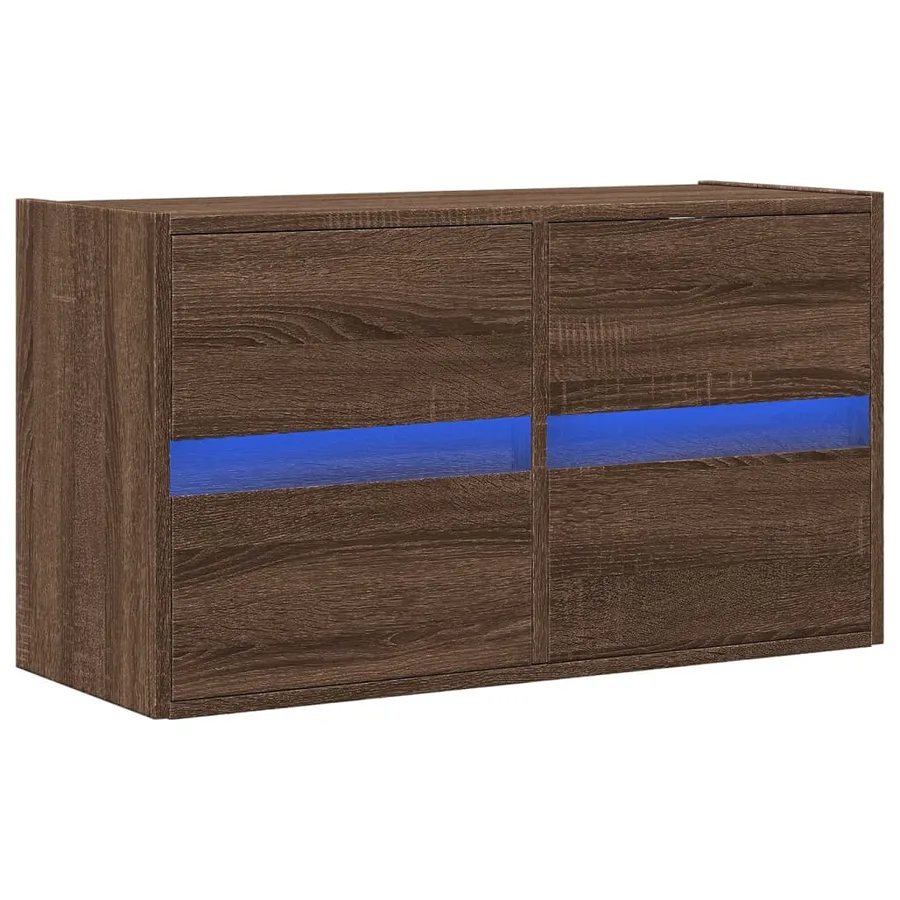 Meuble TV mural avec lumières LED chêne marron 80x31x45 cm - 3