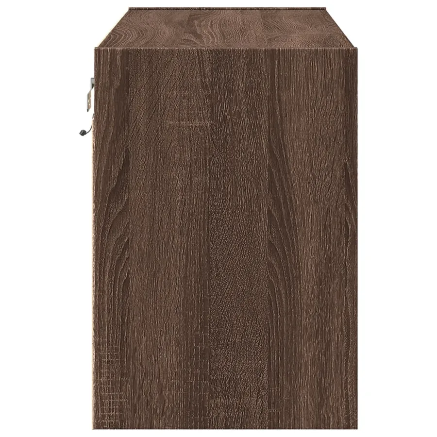 Meuble TV mural avec lumières LED chêne marron 80x31x45 cm - 7