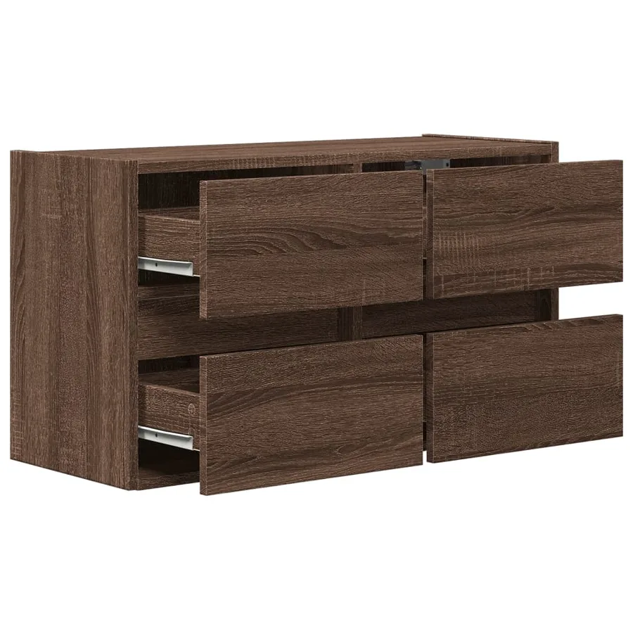 Meuble TV mural avec lumières LED chêne marron 80x31x45 cm - 9