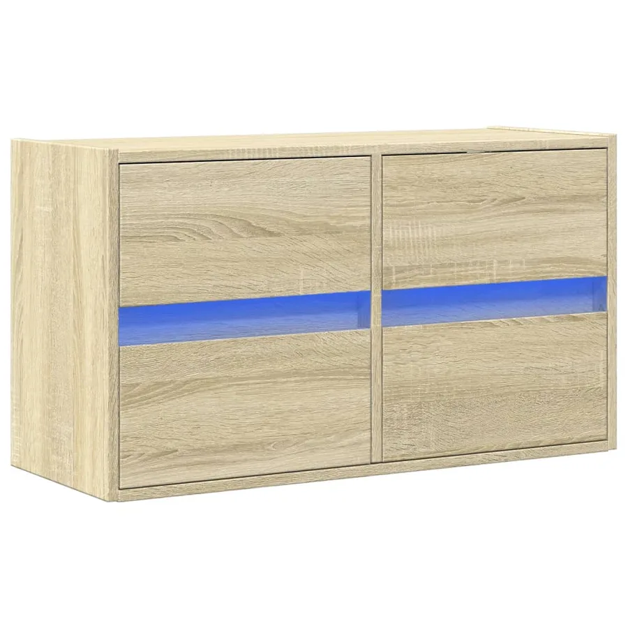 Meuble TV mural avec lumières LED chêne sonoma 80x31x45 cm - 3