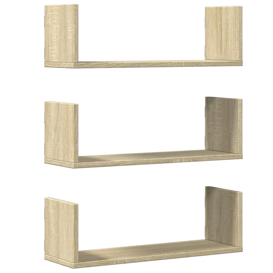 Étagères murales 3pcs chêne sonoma 58x18x18cm bois d'ingénierie - 2