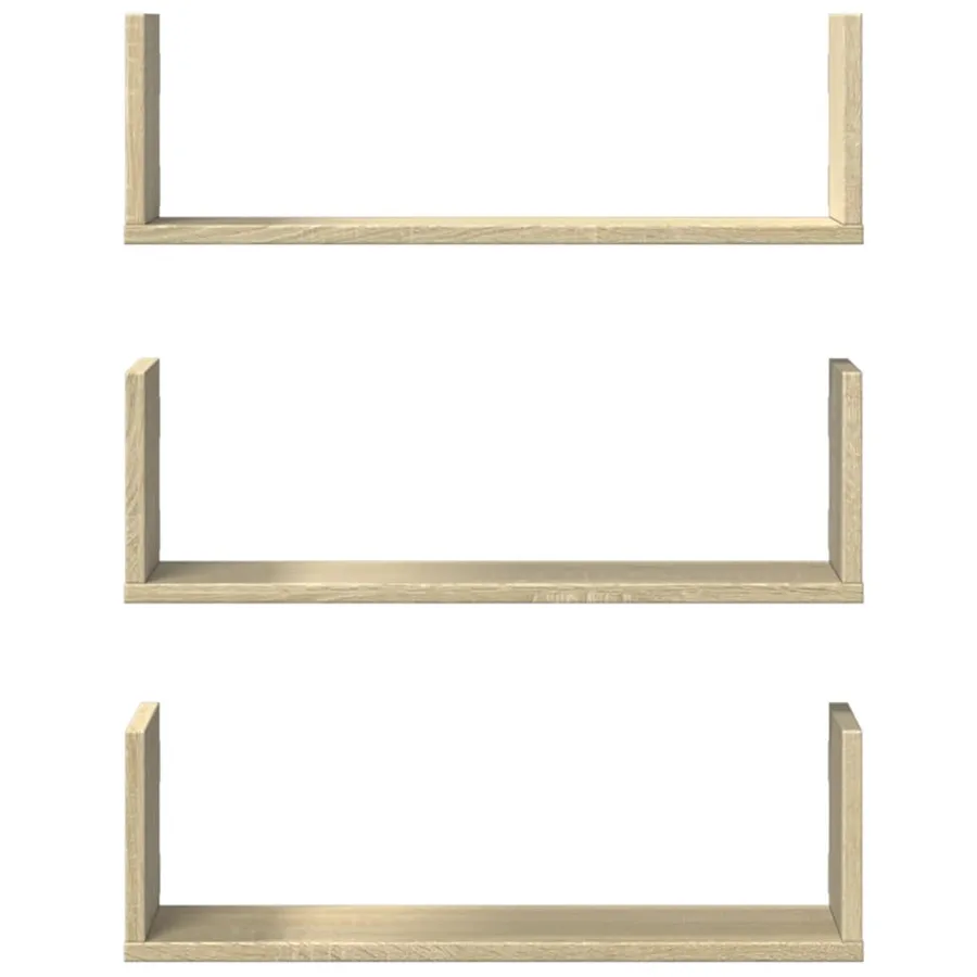 Étagères murales 3pcs chêne sonoma 58x18x18cm bois d'ingénierie - 4