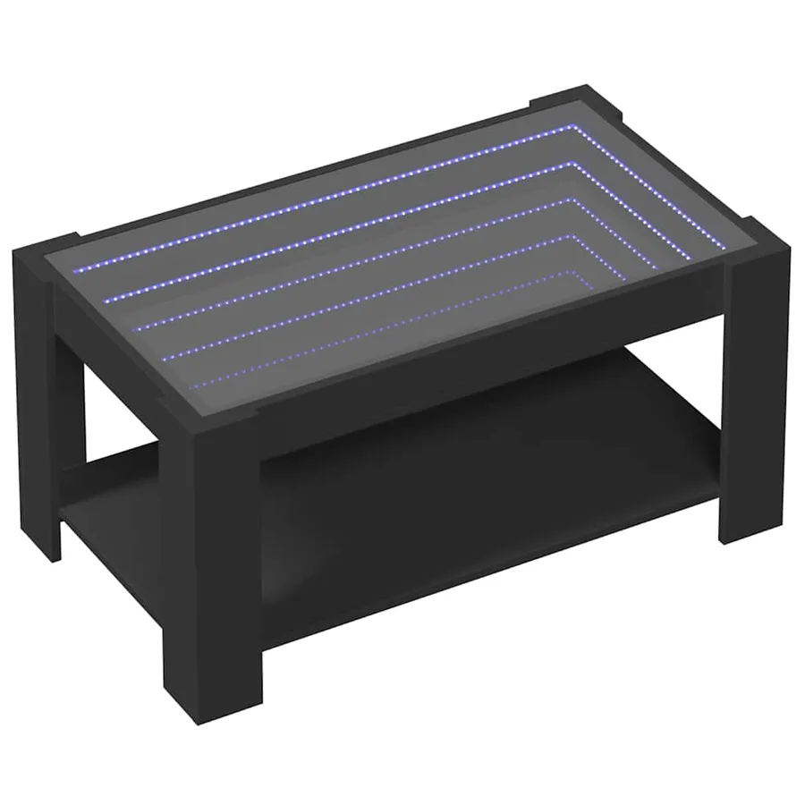 Table basse avec LED noir 93x53x45 cm bois d'ingénierie - 3