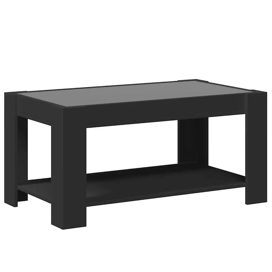 Table basse avec LED noir 93x53x45 cm bois d'ingénierie - 8