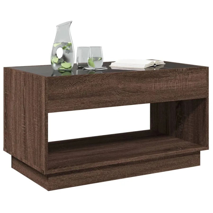 Table basse avec LED infini chêne marron 90x50x50 cm - 4