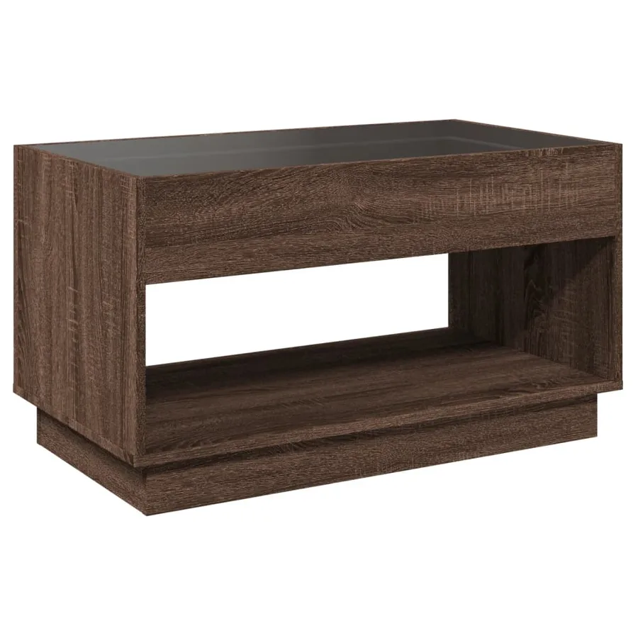 Table basse avec LED infini chêne marron 90x50x50 cm - 8