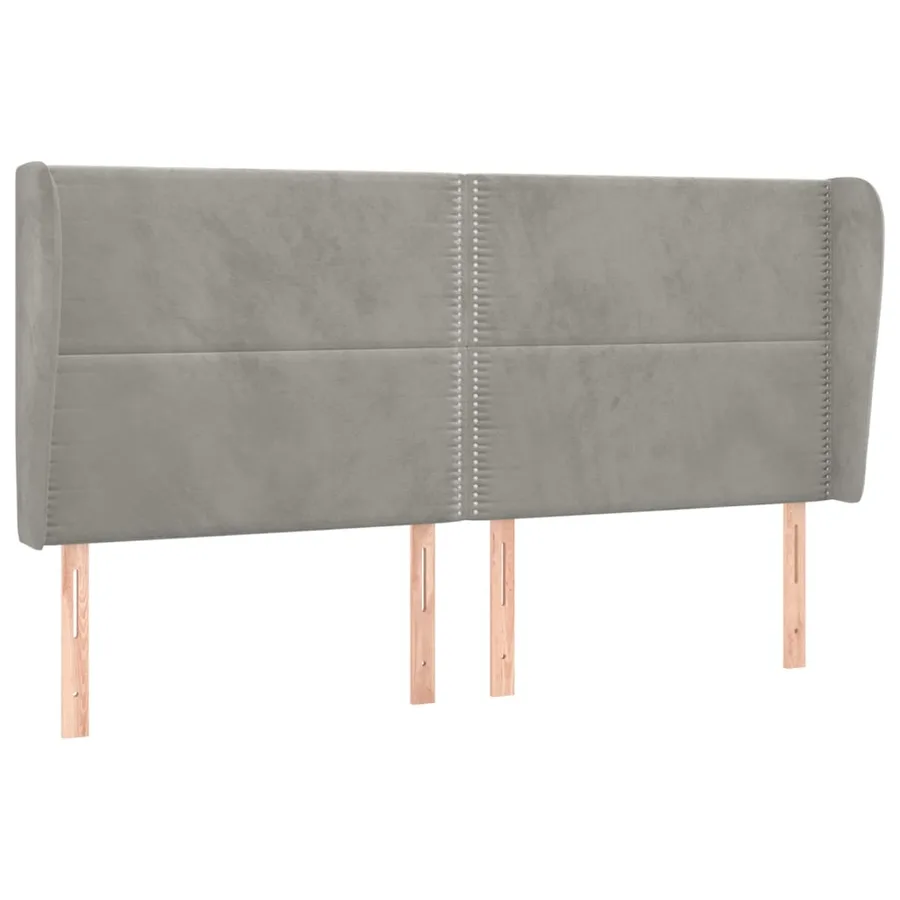 Tête de lit avec oreilles Gris clair 203x23x118/128 cm Velours - 2