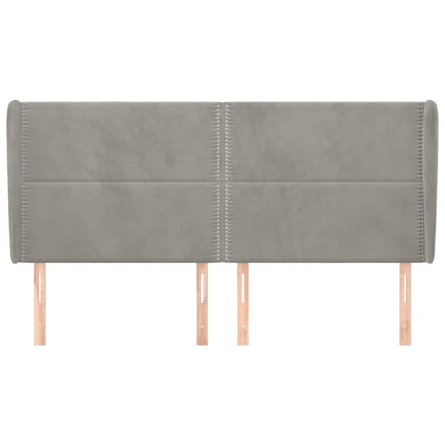 Tête de lit avec oreilles Gris clair 203x23x118/128 cm Velours - 3