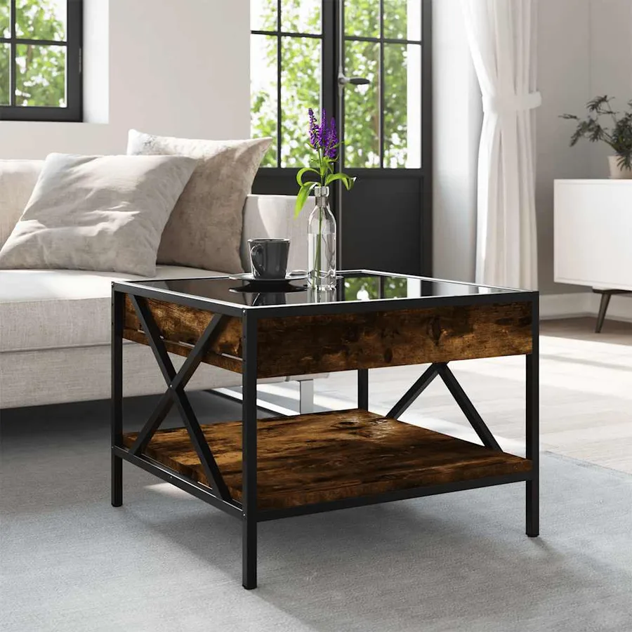 Table basse avec LED Infinity chêne fumé 50x50x38 cm - 4