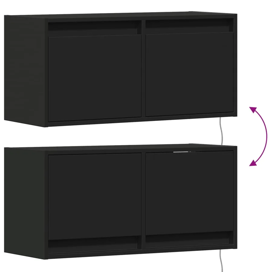 Meuble TV mural avec lumières LED noir 80x31x35 cm - 10