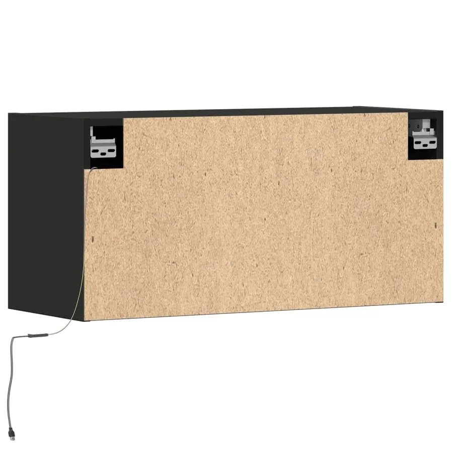 Meuble TV mural avec lumières LED noir 80x31x35 cm - 8
