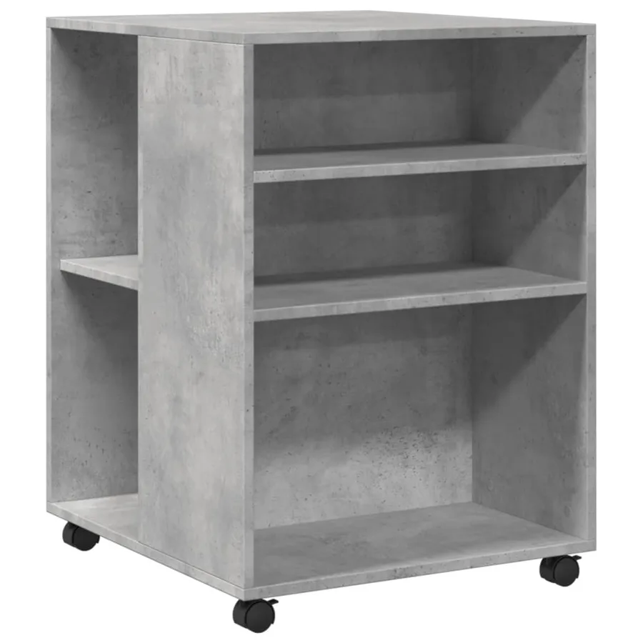 Table d'appoint avec roues gris béton bois d'ingénierie - 2