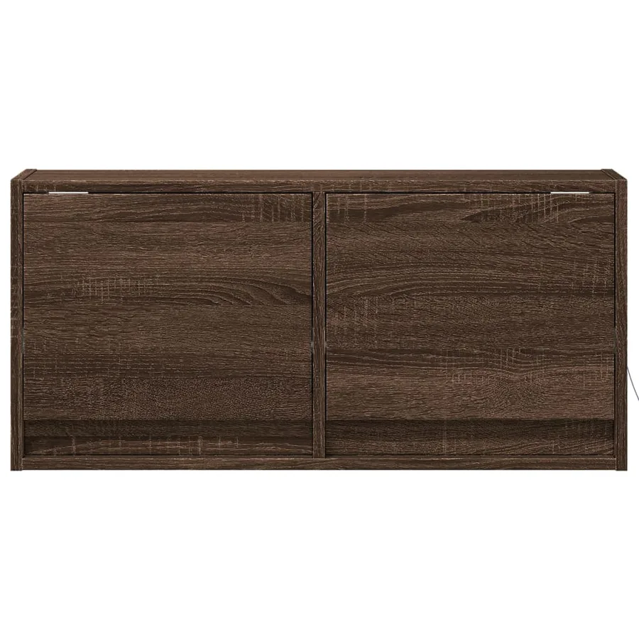 Meuble TV mural avec lumières LED chêne marron 80x31x35 cm - 6