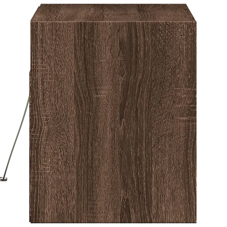 Meuble TV mural avec lumières LED chêne marron 80x31x35 cm - 7