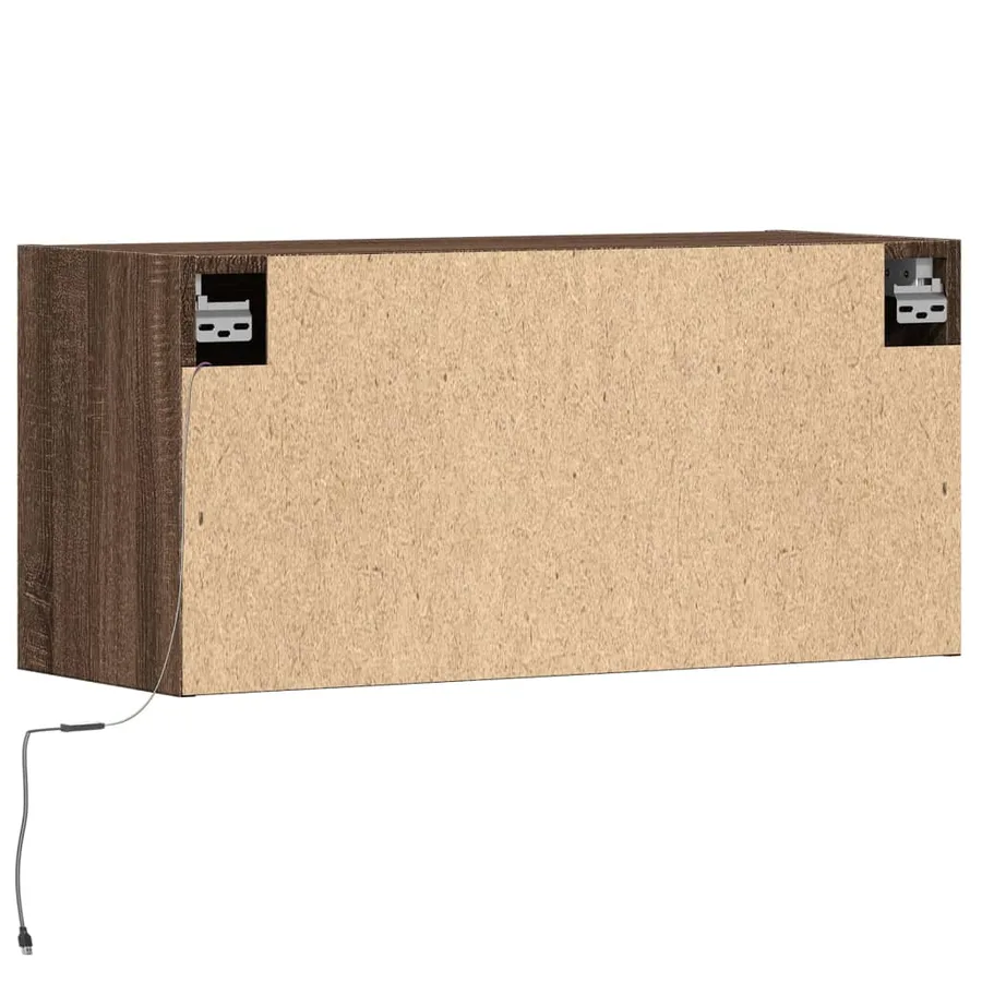 Meuble TV mural avec lumières LED chêne marron 80x31x35 cm - 8