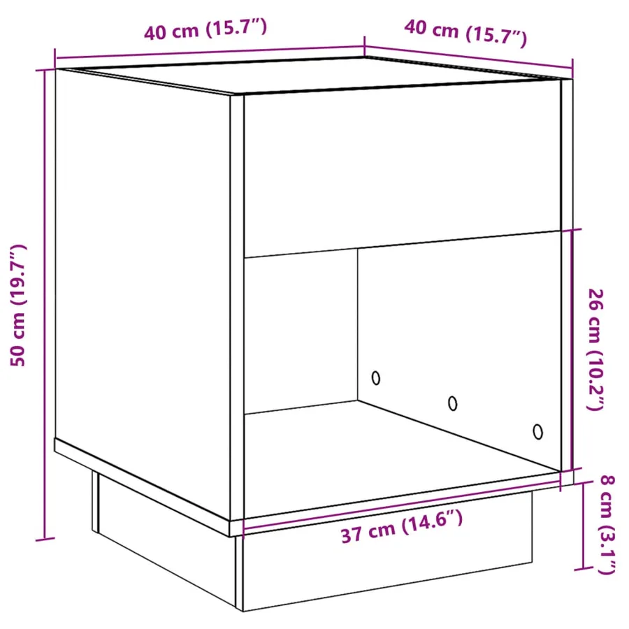 Table basse avec LED infini chêne sonoma 40x40x50 cm - 13