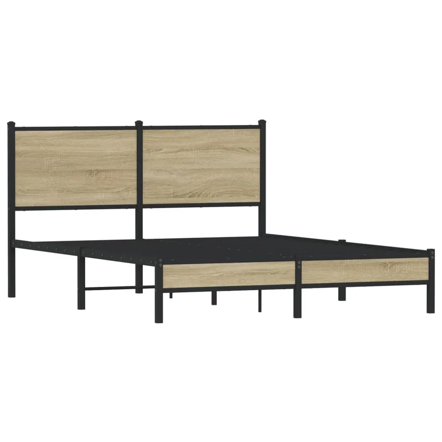 Cadre de lit en métal sans matelas chêne sonoma 140x200 cm - 3