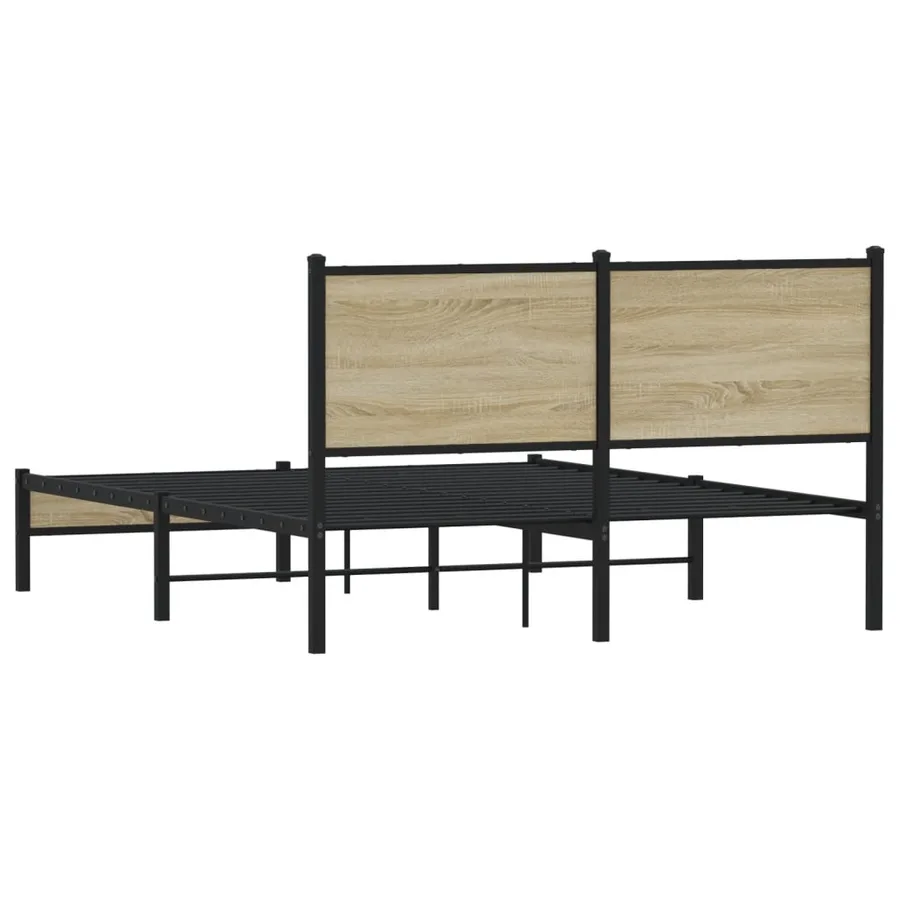 Cadre de lit en métal sans matelas chêne sonoma 140x200 cm - 7