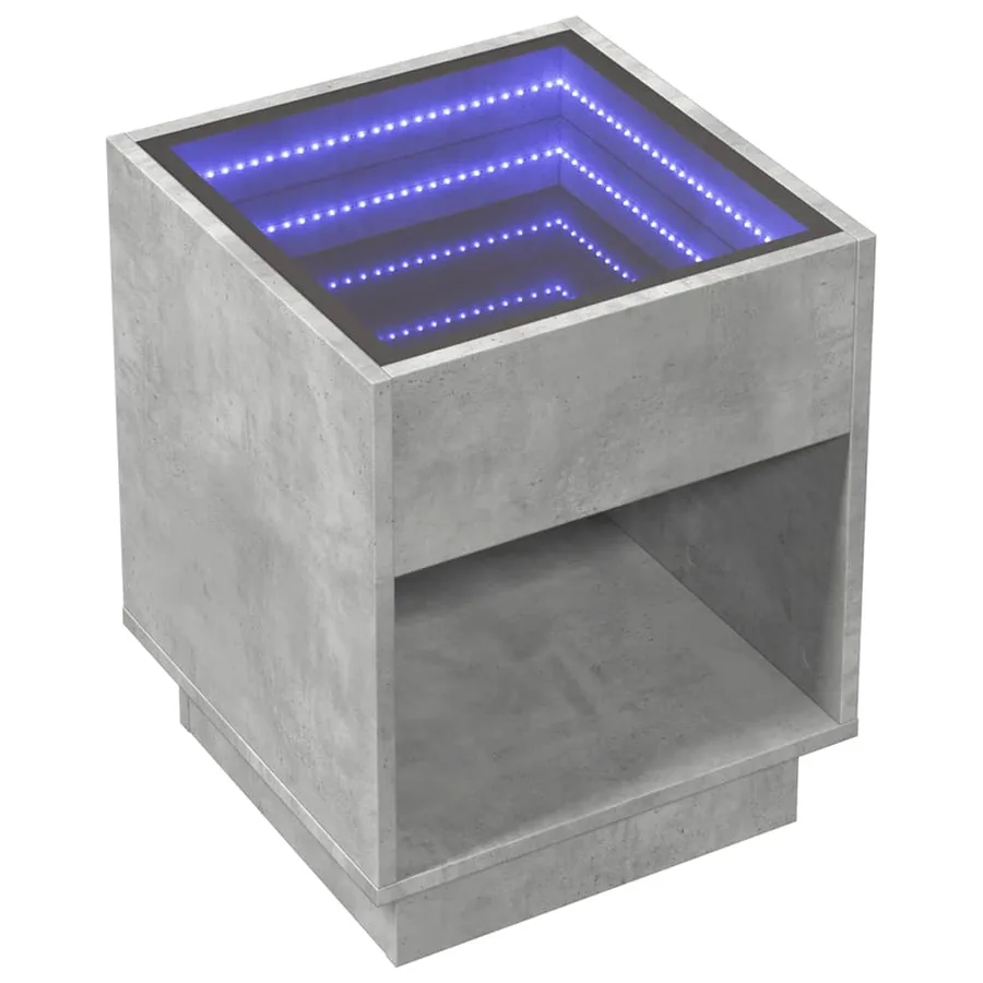 Table de chevet avec LED infini gris béton 40x40x50 cm - 3