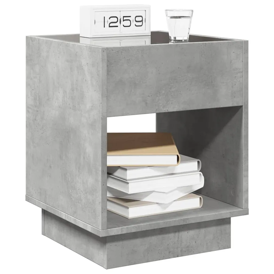 Table de chevet avec LED infini gris béton 40x40x50 cm - 5