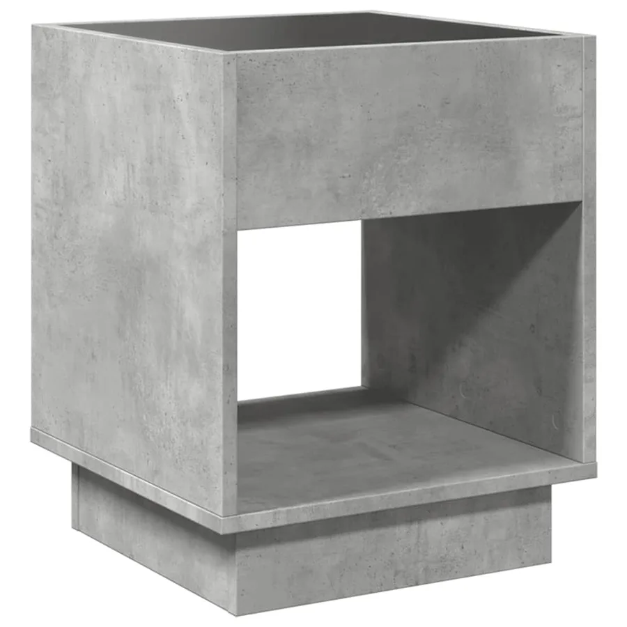 Table de chevet avec LED infini gris béton 40x40x50 cm - 8