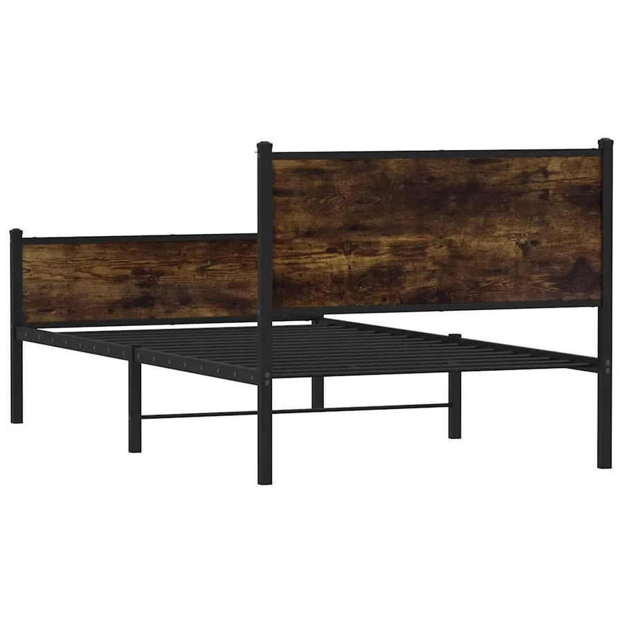 Cadre de lit en métal sans matelas chêne fumé 120x200 cm - 7