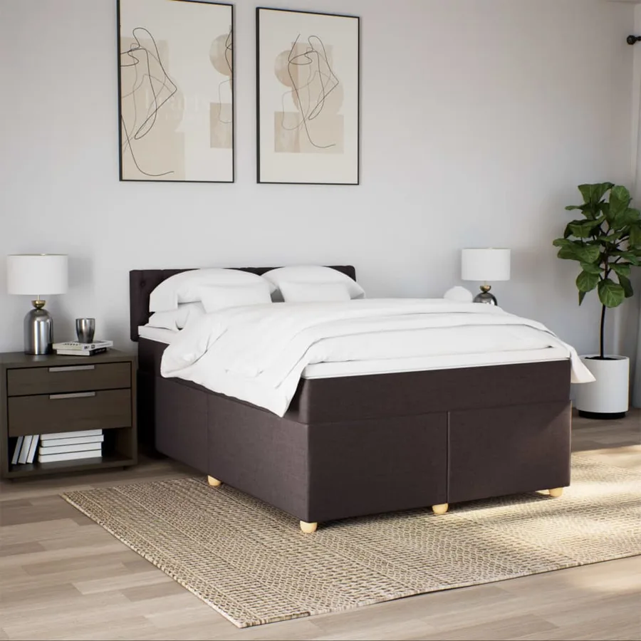 Sommier à lattes de lit avec matelas Marron foncé 140x190 cm - 4