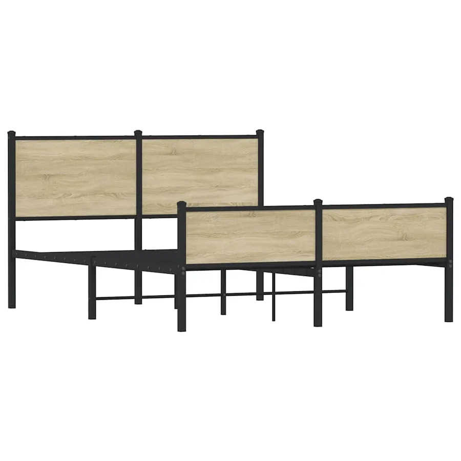 Cadre de lit en métal sans matelas chêne sonoma 140x190 cm - 3