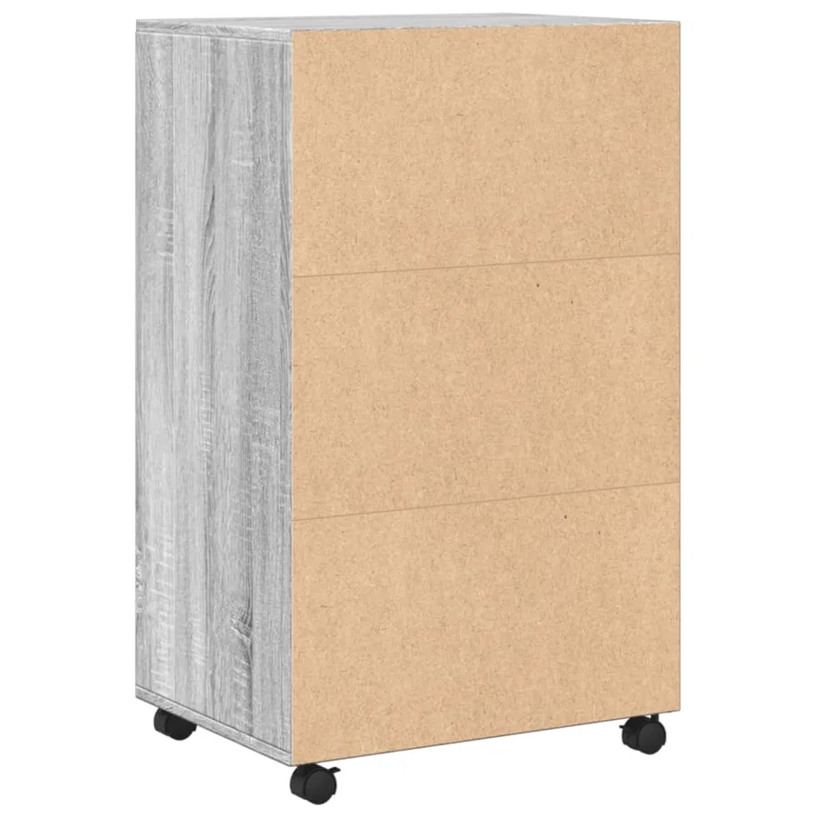 Armoire à roulettes sonoma gris 55x40x91 cm bois d'ingénierie - 6
