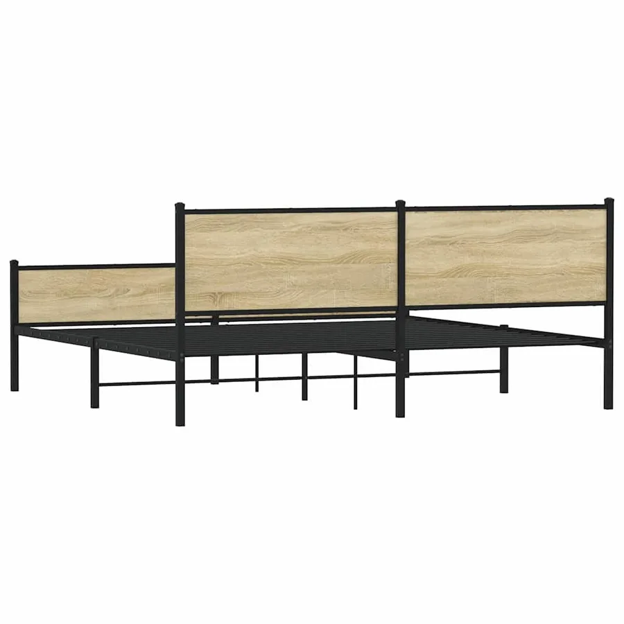 Cadre de lit en métal sans matelas chêne sonoma 193x203 cm - 7