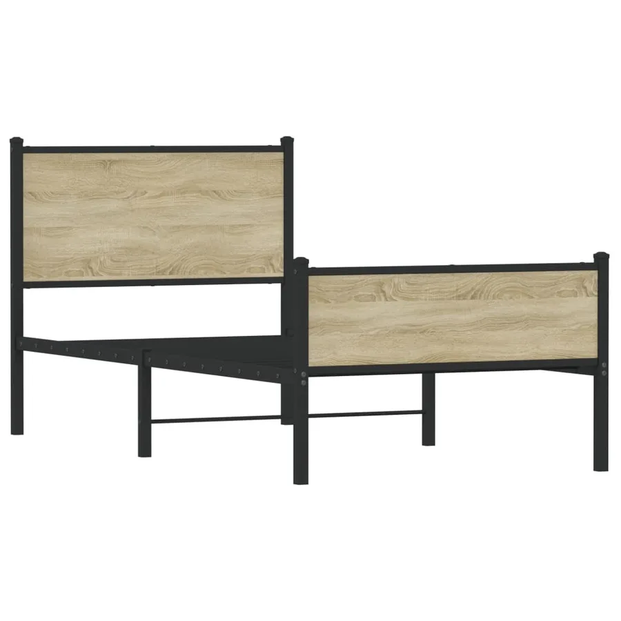 Cadre de lit en métal sans matelas chêne sonoma 90x200 cm - 3