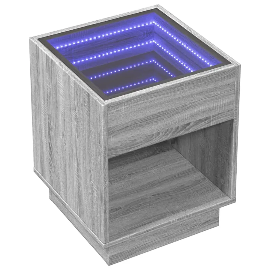Table de chevet avec LED infini sonoma gris 40x40x50 cm - 3