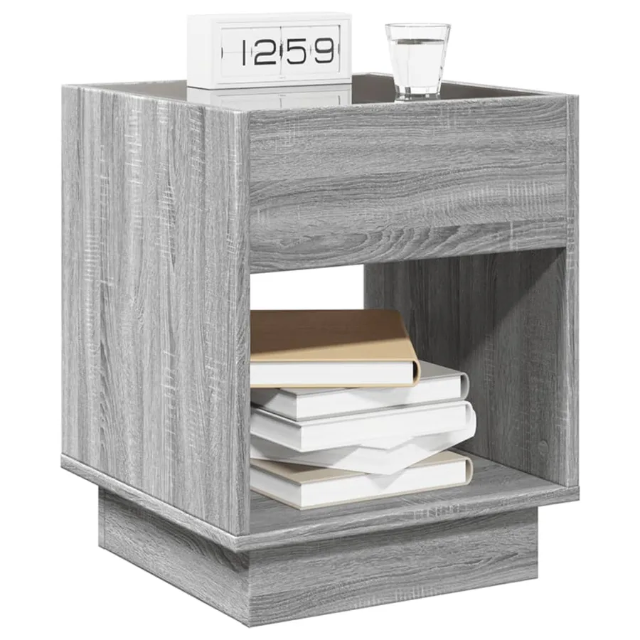 Table de chevet avec LED infini sonoma gris 40x40x50 cm - 5