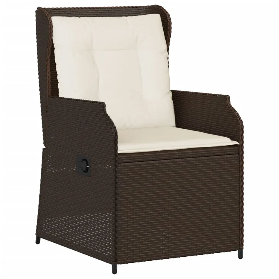 Chaises inclinables de jardin lot de 2 et coussins marron rotin - 4