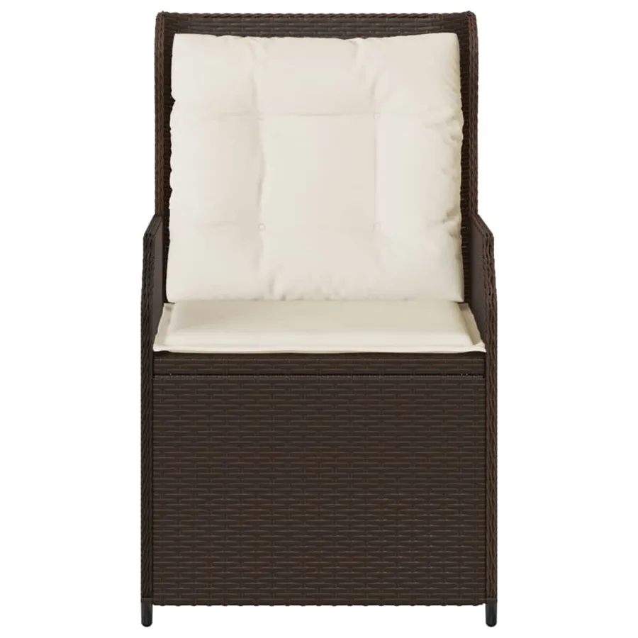 Chaises inclinables de jardin lot de 2 et coussins marron rotin - 5