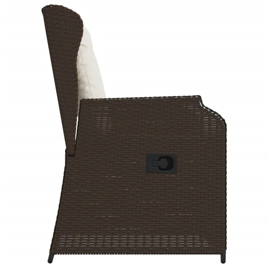 Chaises inclinables de jardin lot de 2 et coussins marron rotin - 6