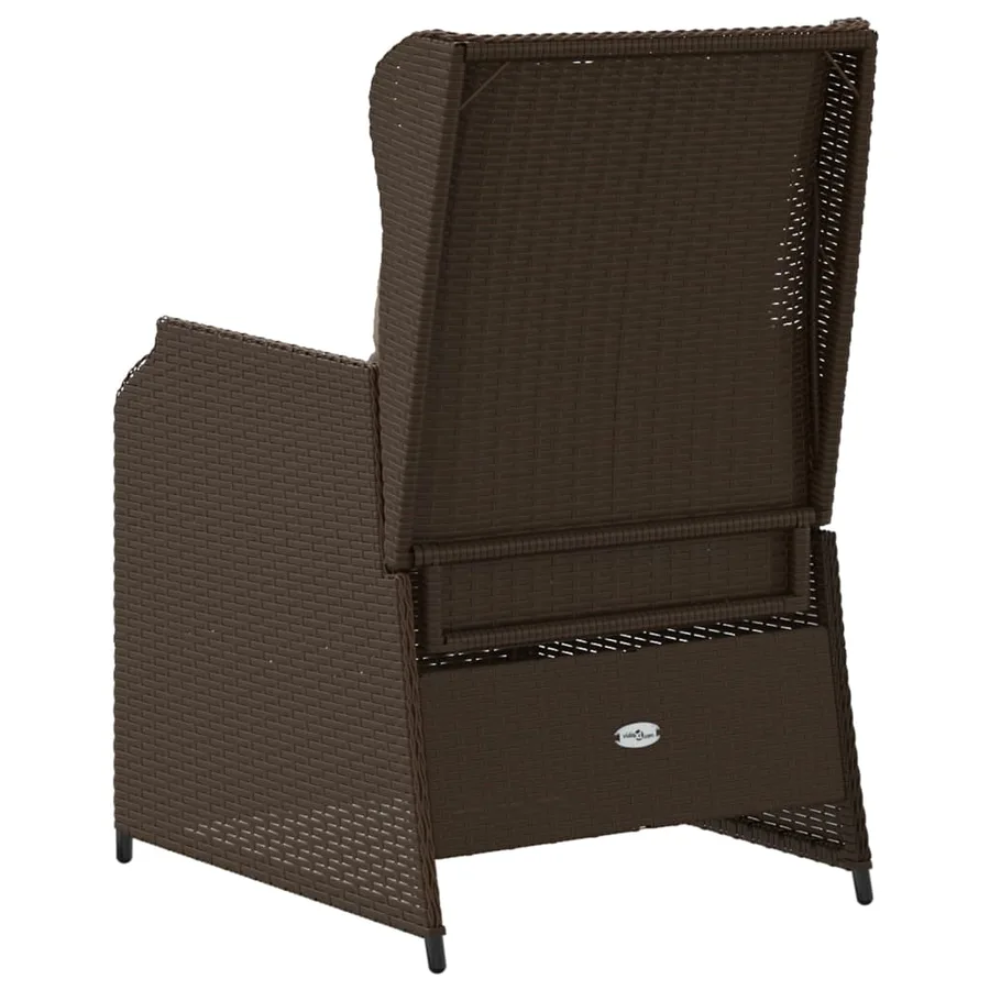 Chaises inclinables de jardin lot de 2 et coussins marron rotin - 7