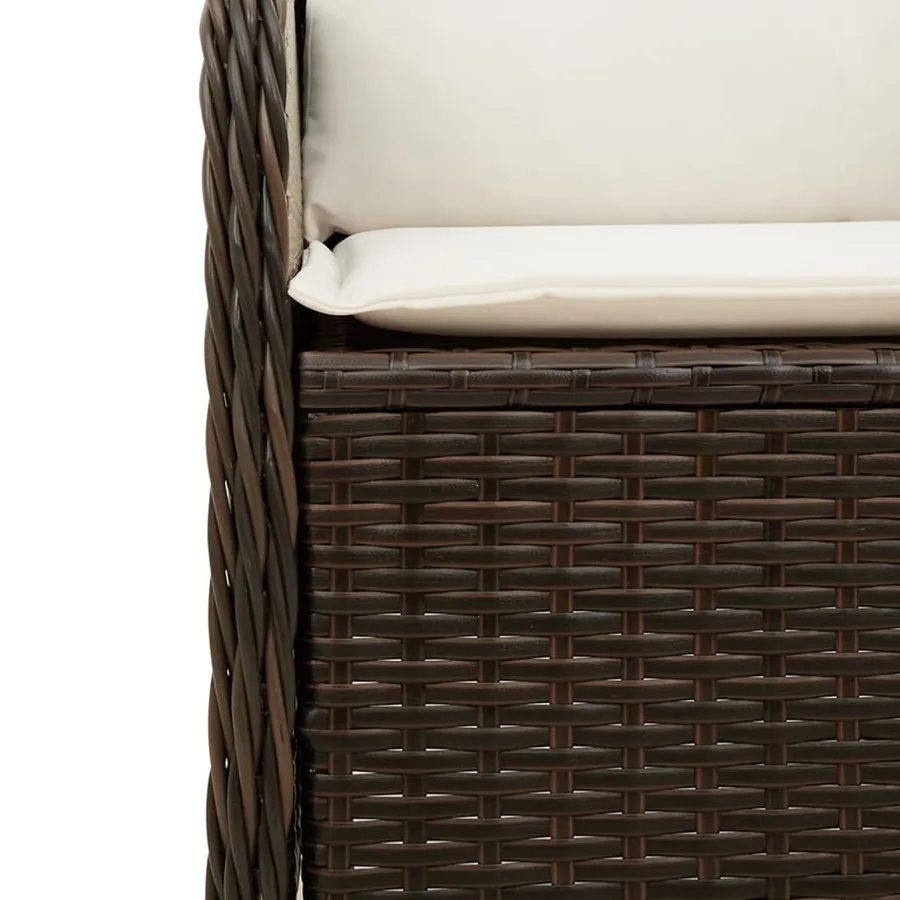 Chaises inclinables de jardin lot de 2 et coussins marron rotin - 9