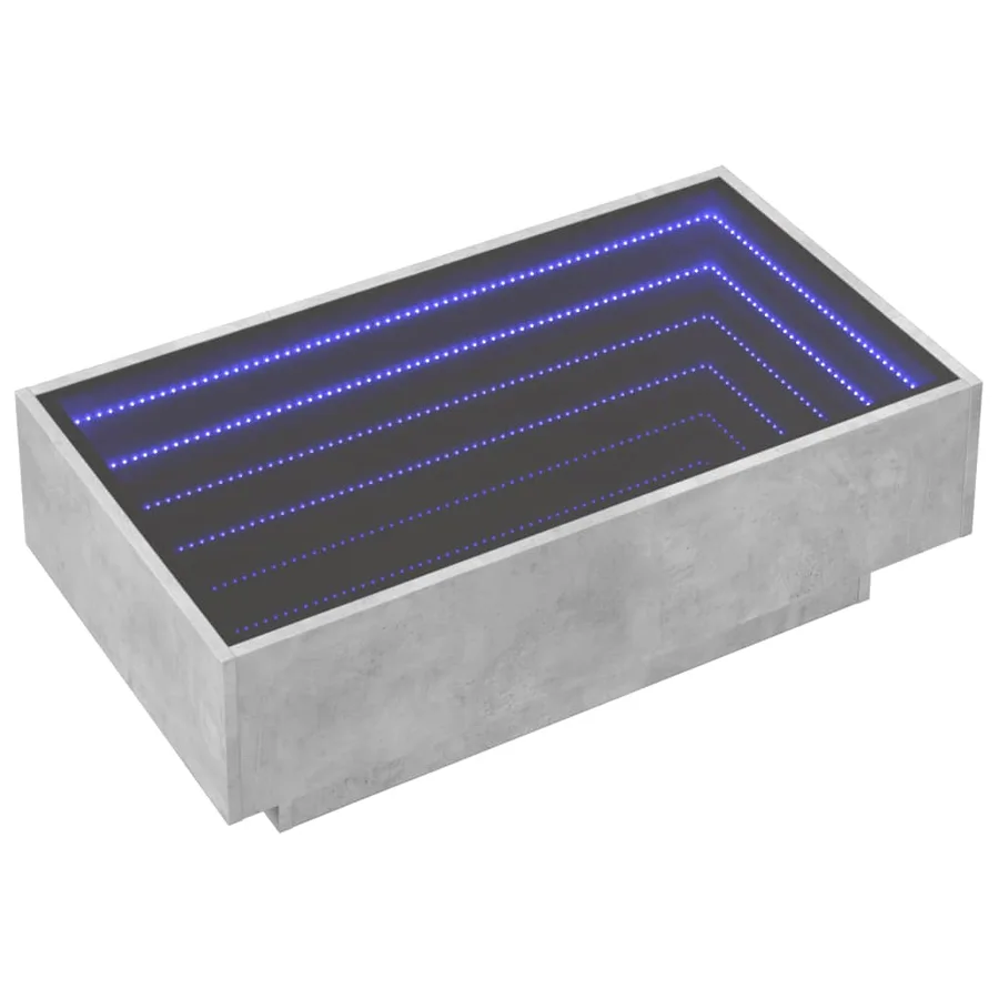 Table basse avec LED gris béton 90x50x30 cm bois d'ingénierie - 3